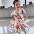 Girls' Summer Cartoon Graffiti Bubble Sleeve Princess Skirt